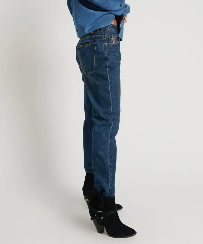 One Teaspoon Denim Jeans Women Royal Blue Truckers Low Waist Straight Leg Jean
