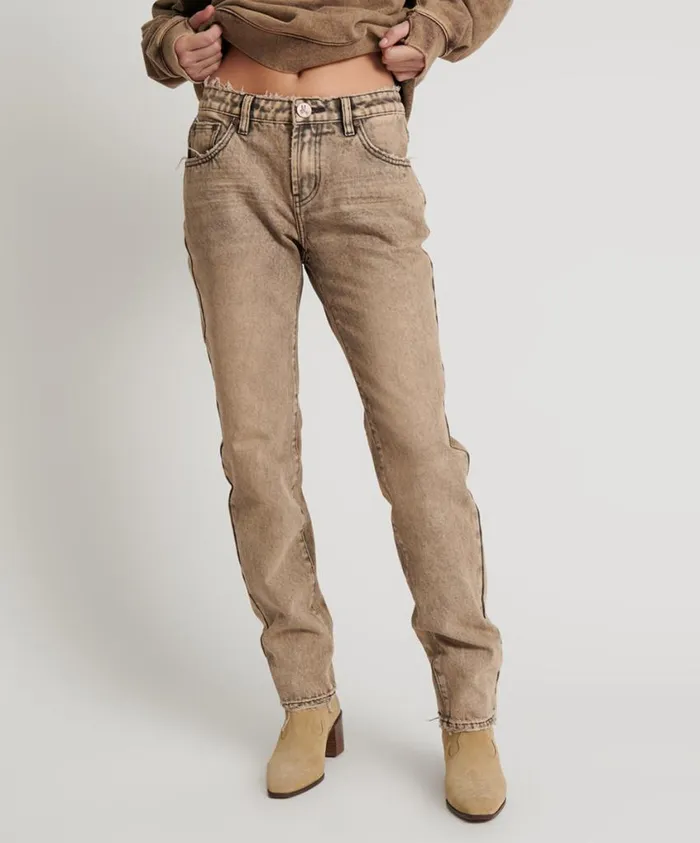 One Teaspoon Denim Jeans Women Rust Truckers Low Waist Straight Leg Jean