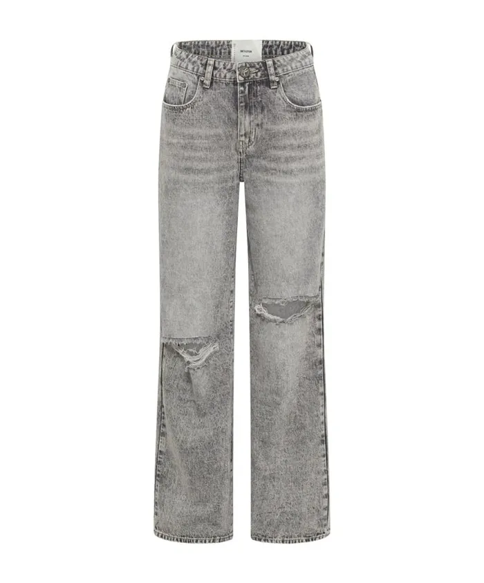 One Teaspoon Denim Jeans Women Smoke Jackson Mid Waist Wide Leg Jeans