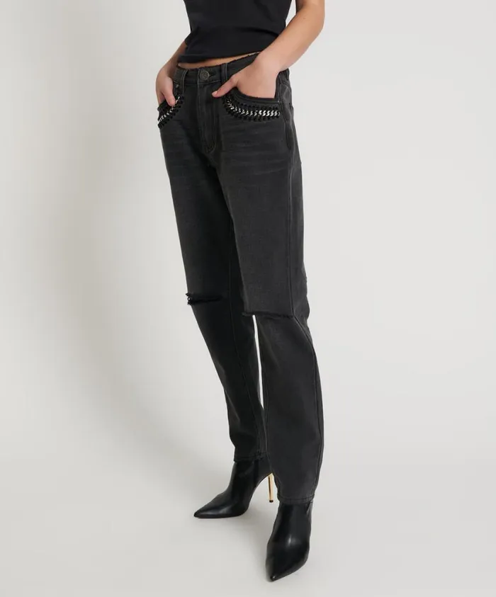 One Teaspoon Denim Jeans Women Storm Grey 1982S Mid Waist Balloon Jeans