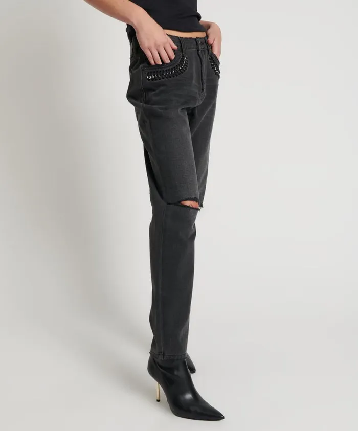 One Teaspoon Denim Jeans Women Storm Grey 1982S Mid Waist Balloon Jeans