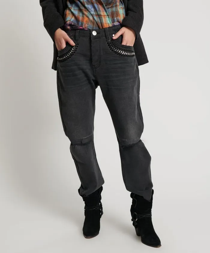 One Teaspoon Denim Jeans Women Storm Grey Saints Boyfriend Jeans