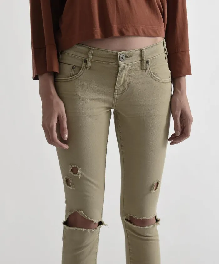 One Teaspoon Denim Jeans Women Tobacco Freebirds Ii Low Waist Skinny Jean