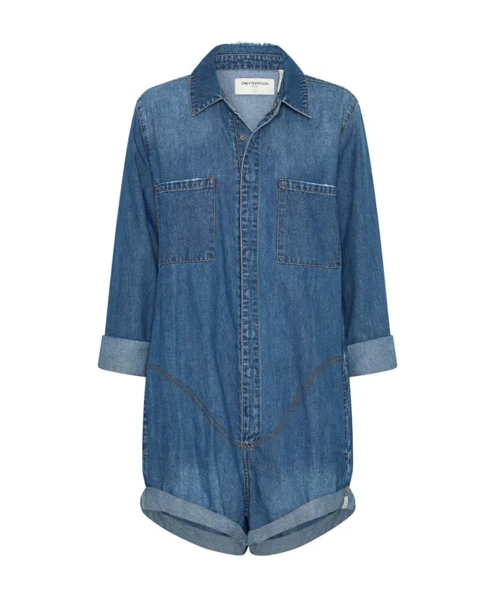 One Teaspoon Denim Jumpsuits Women Bay Blue Prophecy Jumpsuit