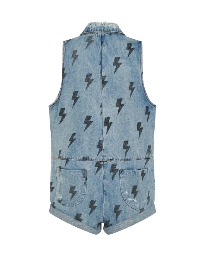 One Teaspoon Denim Jumpsuits Women Blue Lightning Mini Braxton Jumpsuit