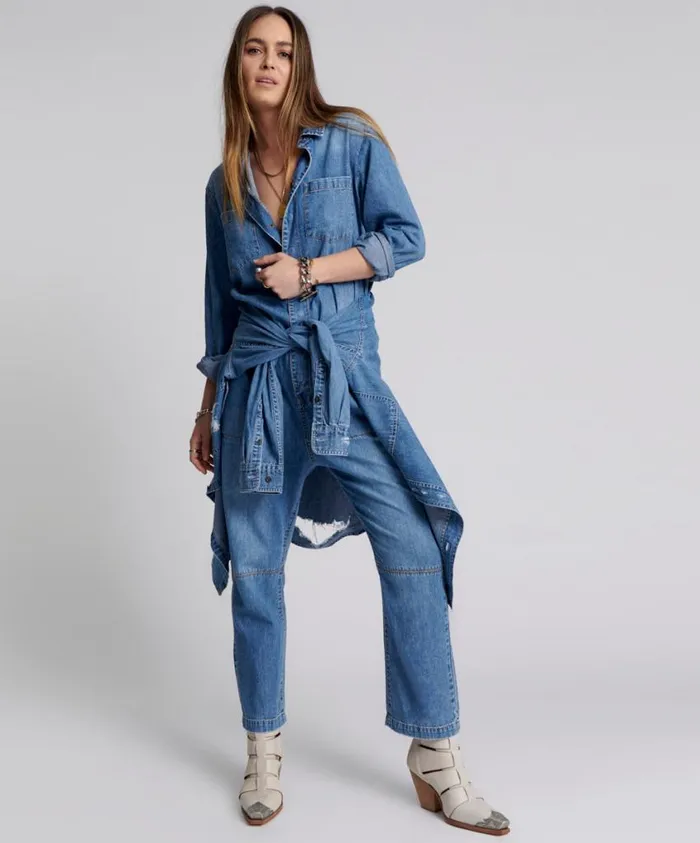 One Teaspoon Denim Jumpsuits Women Pacifica Paradise Utility Jumpsuit