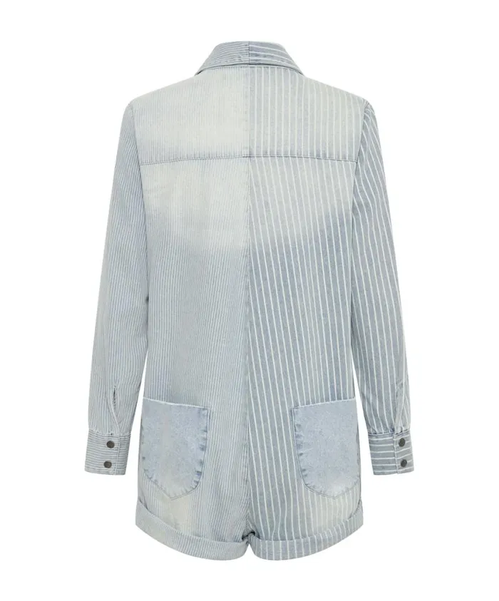 One Teaspoon Denim Jumpsuits Women Painters Stripe Prophecy Jumpsuit