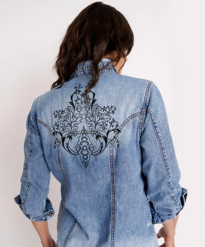 One Teaspoon Denim Shirts Women Blackstone Fitted Denim Shirt