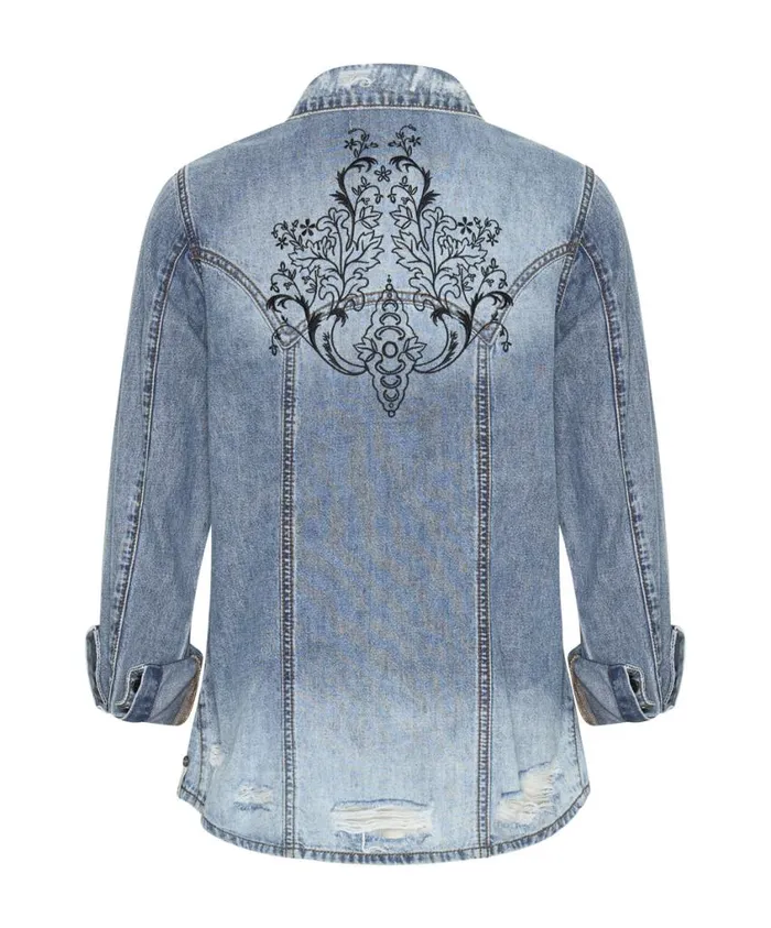One Teaspoon Denim Shirts Women Blackstone Fitted Denim Shirt
