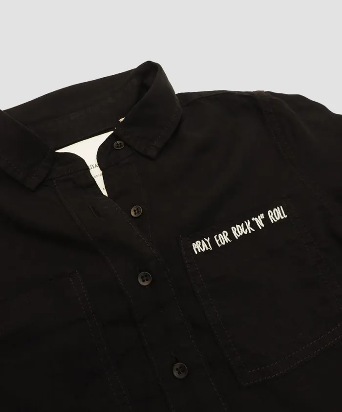 One Teaspoon Denim Shirts Women Kids Black Soho Tencel Shirt OneTeaspoon