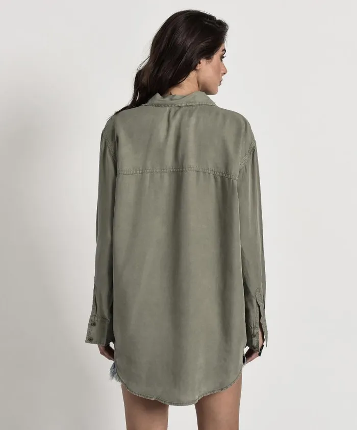 One Teaspoon Denim Shirts Women Super Khaki Original Liberty Shirt