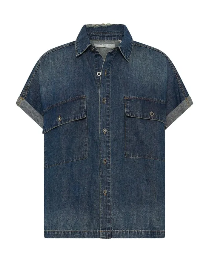 One Teaspoon Denim Shirts Women Used Blue Cut Off Denim Shirt