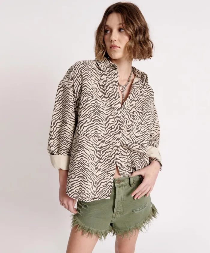 One Teaspoon Denim Shirts Women Zebra Daria Shirt