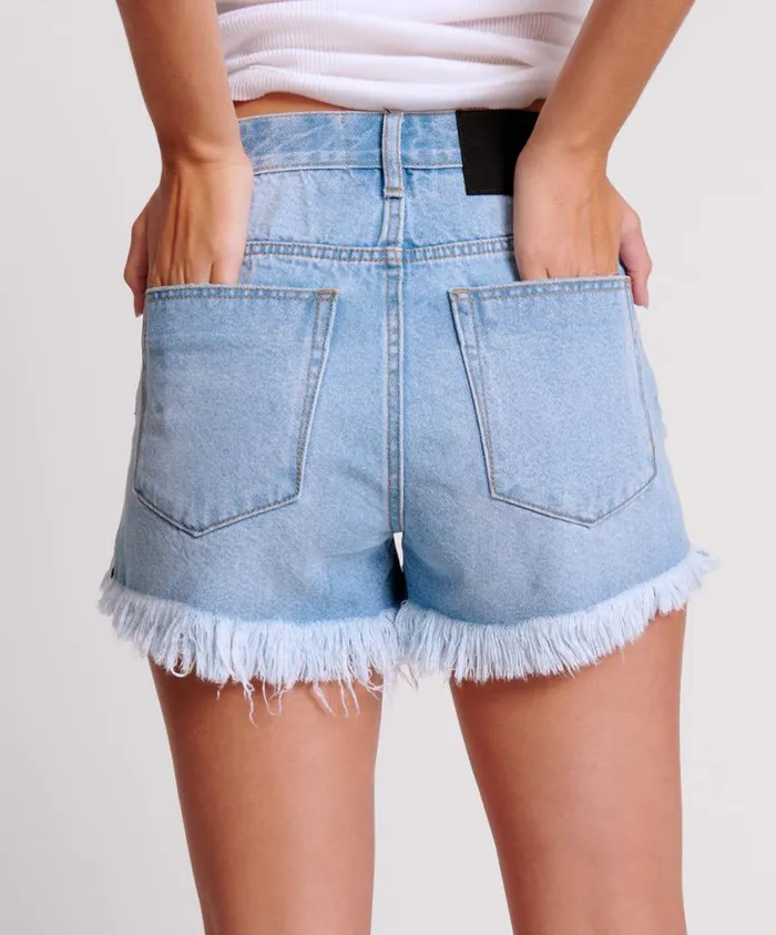 One Teaspoon Denim Shorts Women Arctic Blue Bonitas High Waist Denim Short