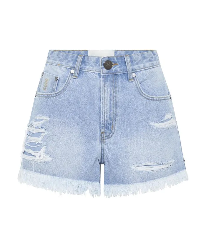 One Teaspoon Denim Shorts Women Arctic Blue Bonitas High Waist Denim Short