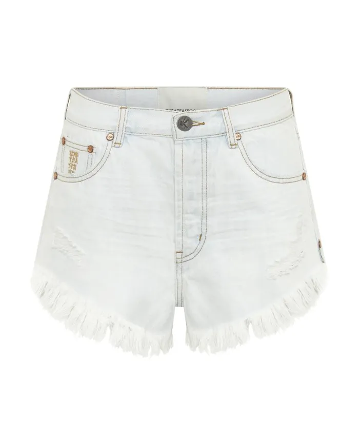One Teaspoon Denim Shorts Women Bel Air Blue Outlaws Mid Waist Denim Short