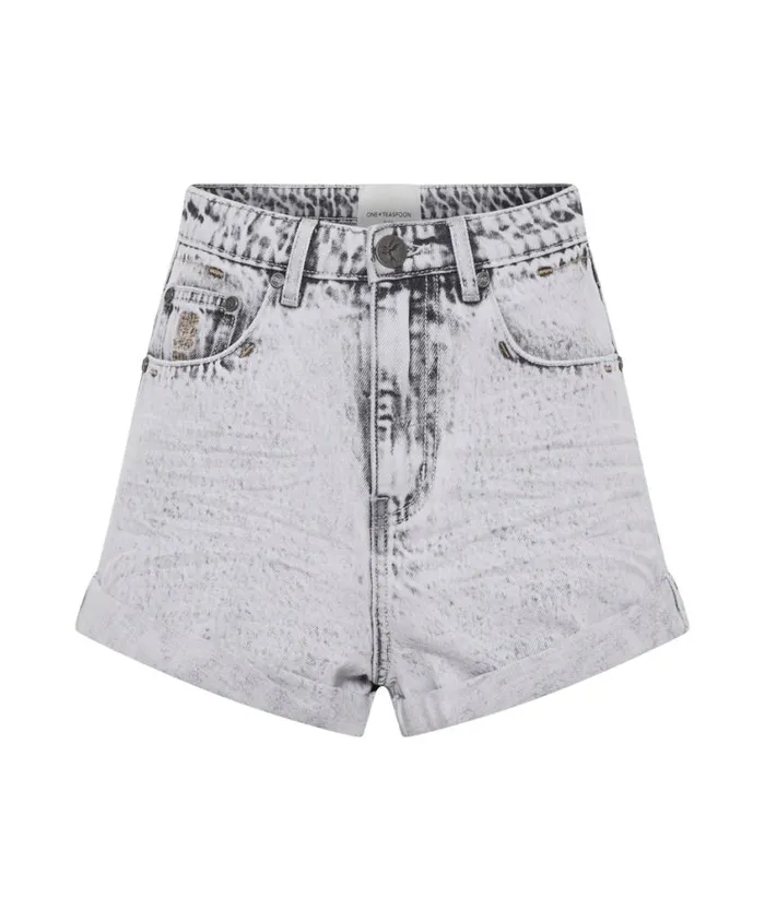 One Teaspoon Denim Shorts Women Bianco Bandits High Waist Denim Short