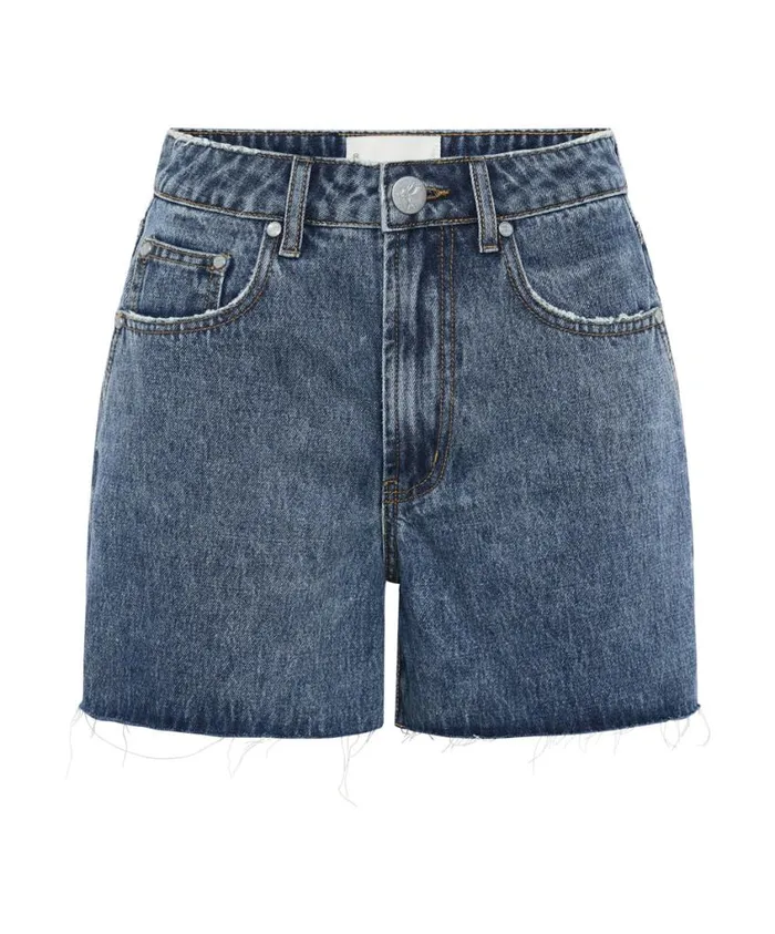 One Teaspoon Denim Shorts Women Blue Love Legends High Waist Mom Fit Short