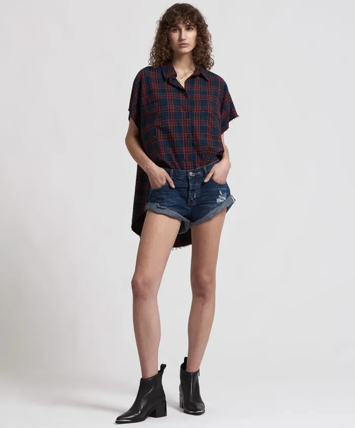 One Teaspoon Denim Shorts Women Blue Moon Bandits Denim Short