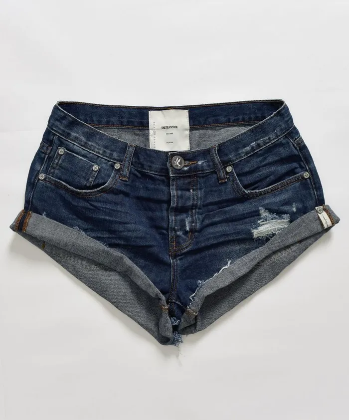 One Teaspoon Denim Shorts Women Blue Moon Bandits Denim Short