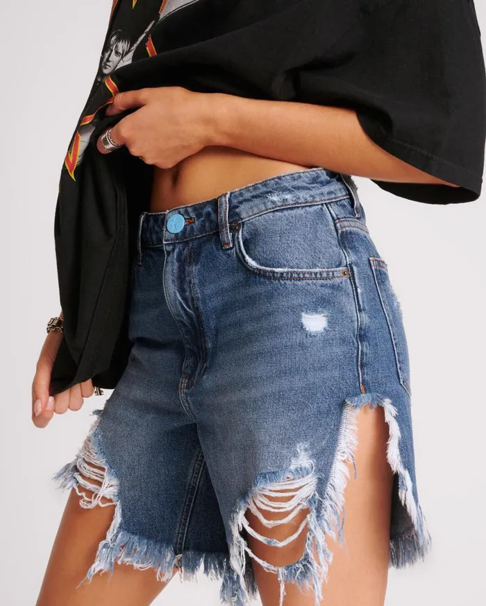 One Teaspoon Denim Shorts Women Blue Thunder Frankies High Waist Denim Shorts
