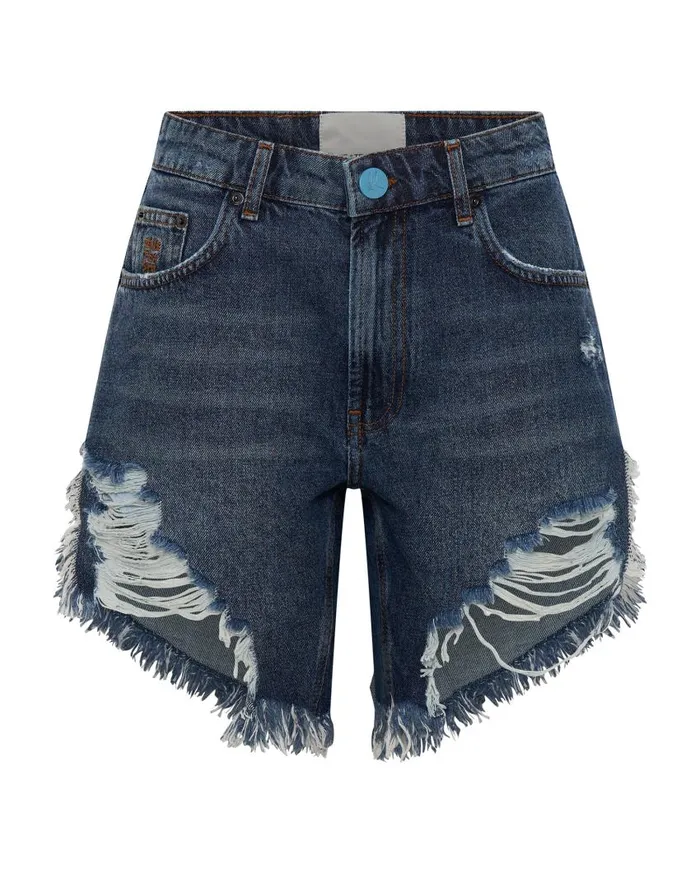One Teaspoon Denim Shorts Women Blue Thunder Frankies High Waist Denim Shorts