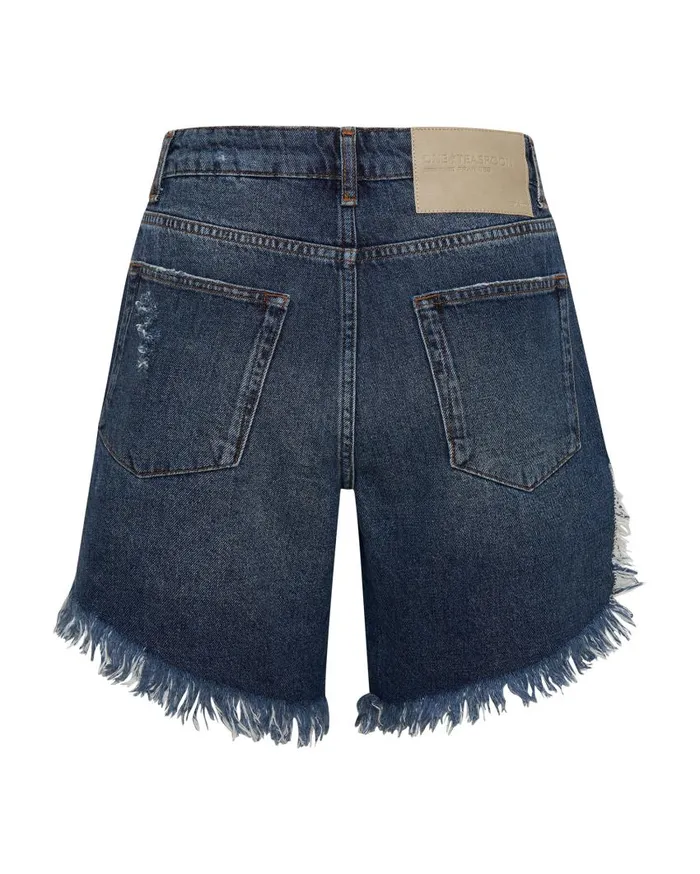 One Teaspoon Denim Shorts Women Blue Thunder Frankies High Waist Denim Shorts