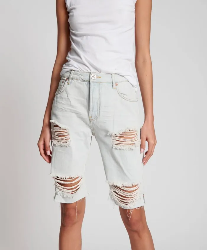 One Teaspoon Denim Shorts Women Brando Longline Truckers Relaxed Short