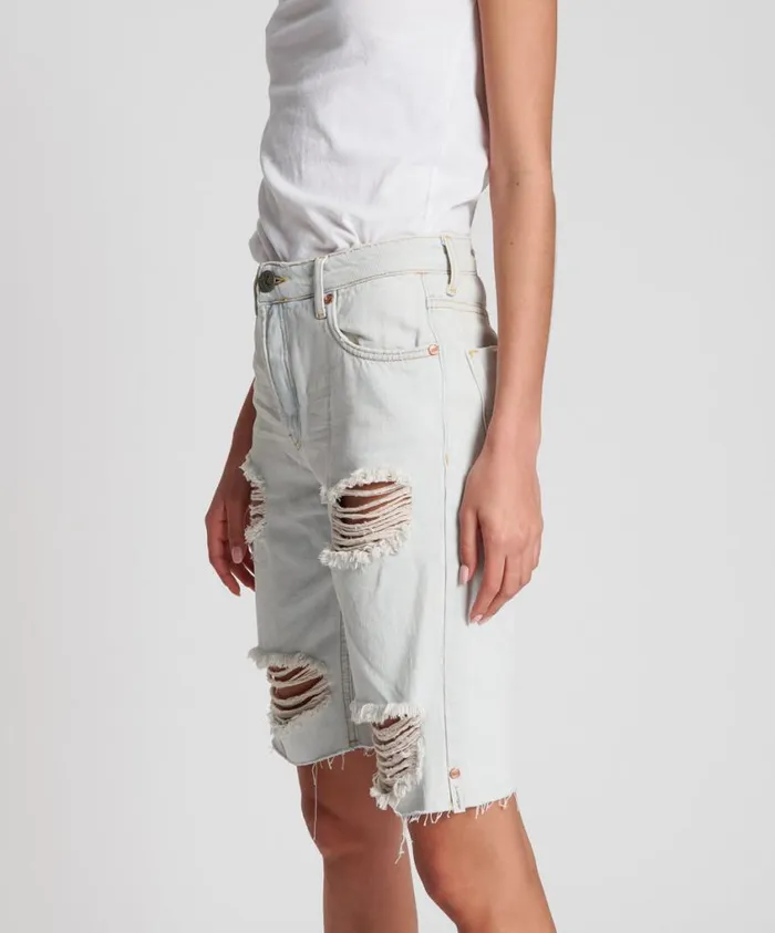 One Teaspoon Denim Shorts Women Brando Longline Truckers Relaxed Short