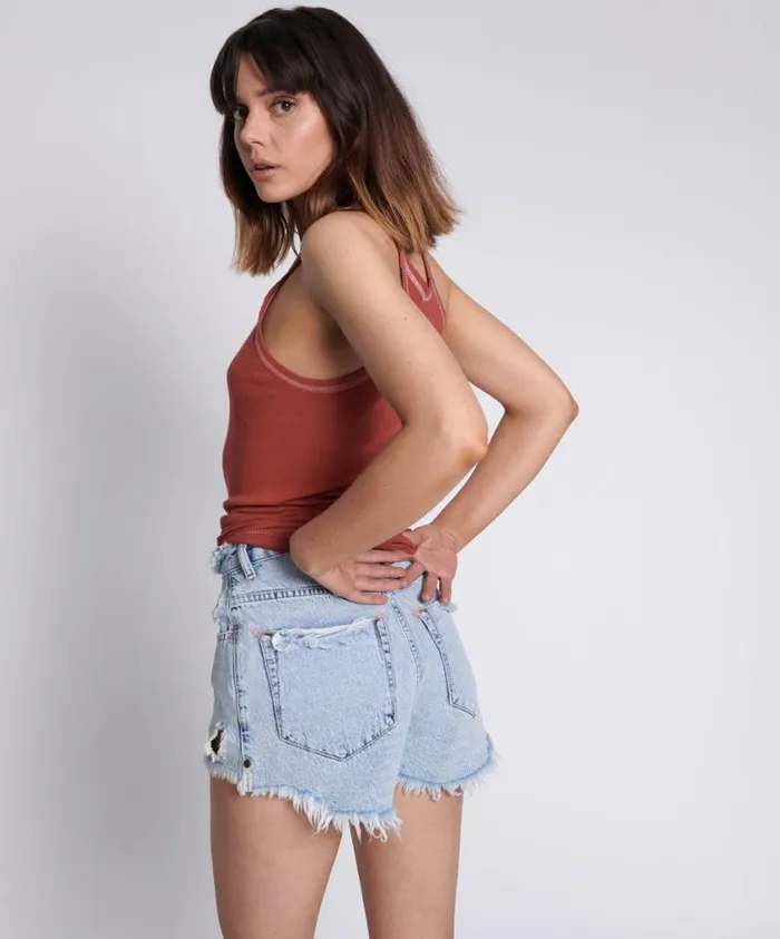 One Teaspoon Denim Shorts Women Circus Blue Bonita High Waist Denim Short