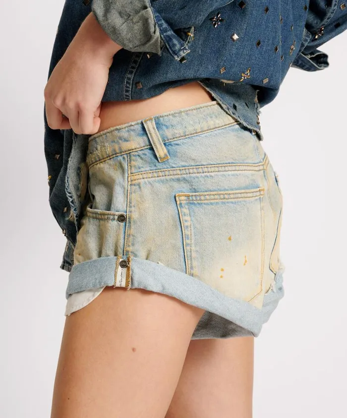 One Teaspoon Denim Shorts Women Dirty Kansas Bandits Low Waist Denim Short