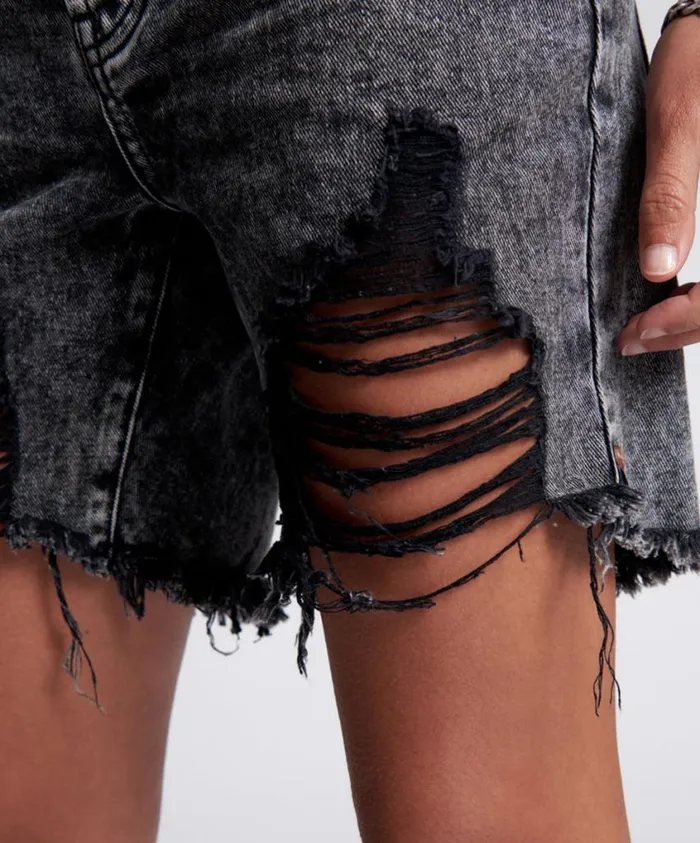 One Teaspoon Denim Shorts Women Grey Stevies Long Length Boyfriend Short