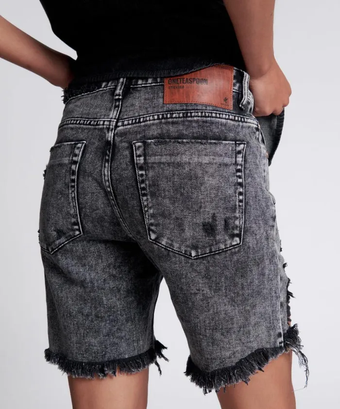 One Teaspoon Denim Shorts Women Grey Stevies Long Length Boyfriend Short