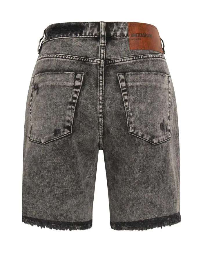 One Teaspoon Denim Shorts Women Grey Stevies Long Length Boyfriend Short
