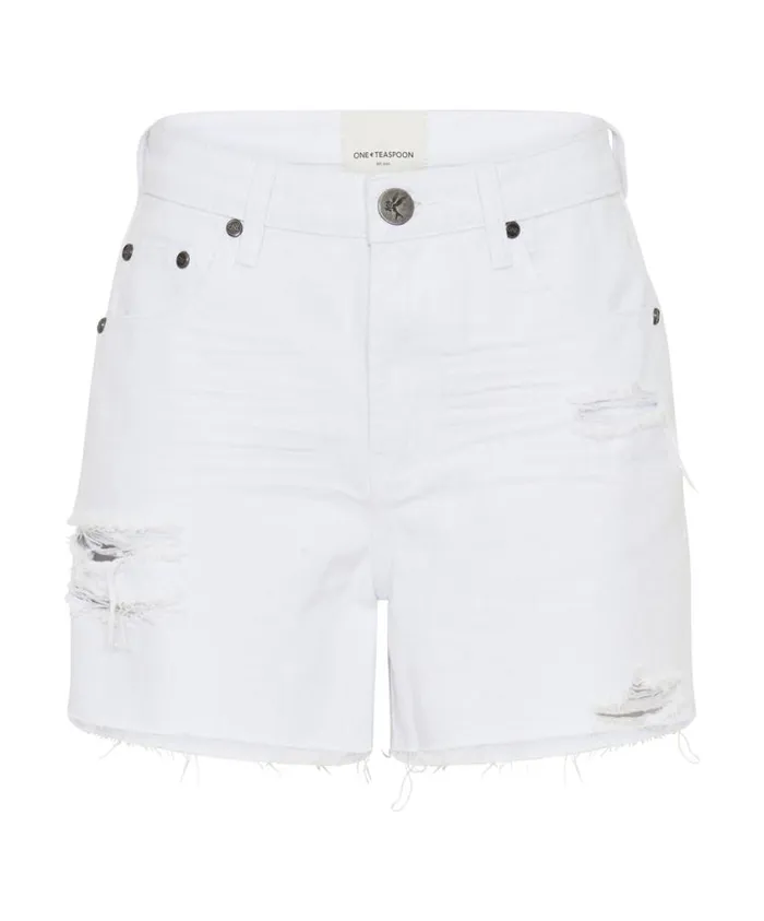 One Teaspoon Denim Shorts Women High Waist Mom Fit Short 8211 Fresh White Legend USA