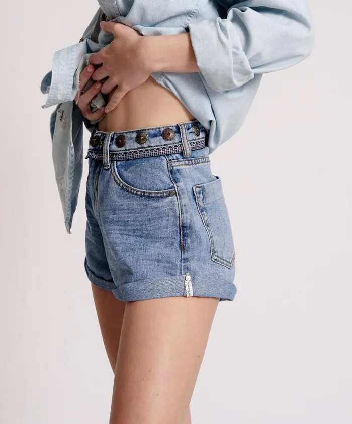 One Teaspoon Denim Shorts Women Hollywood Bandits High Waist Denim Short