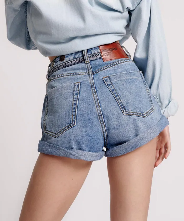 One Teaspoon Denim Shorts Women Hollywood Bandits High Waist Denim Short