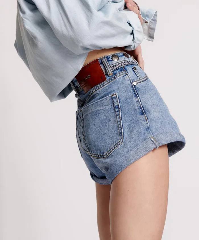 One Teaspoon Denim Shorts Women Hollywood Bandits High Waist Denim Short