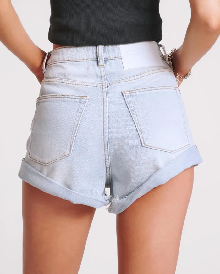One Teaspoon Denim Shorts Women Hustler Studded Bandit High Waist Denim Shorts