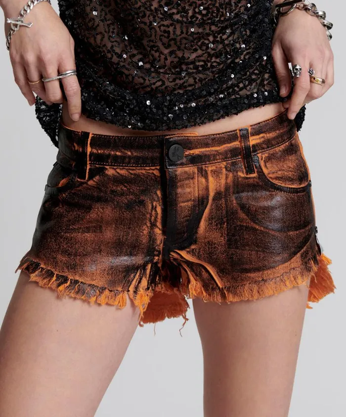 One Teaspoon Denim Shorts Women Lacquered Bonitas Low Waist Denim Short