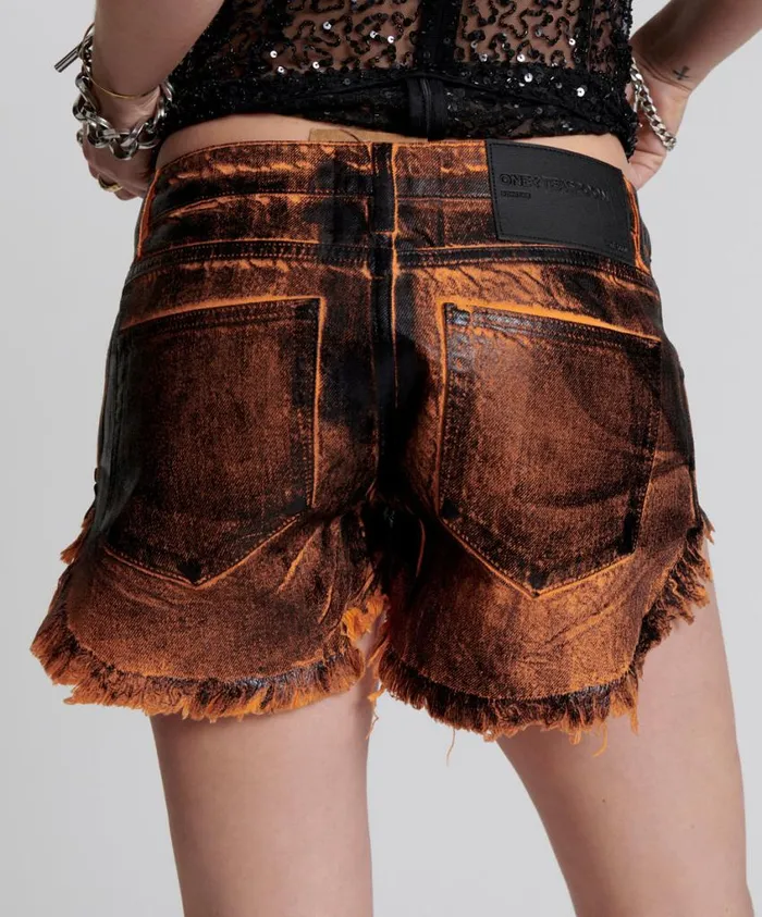 One Teaspoon Denim Shorts Women Lacquered Bonitas Low Waist Denim Short