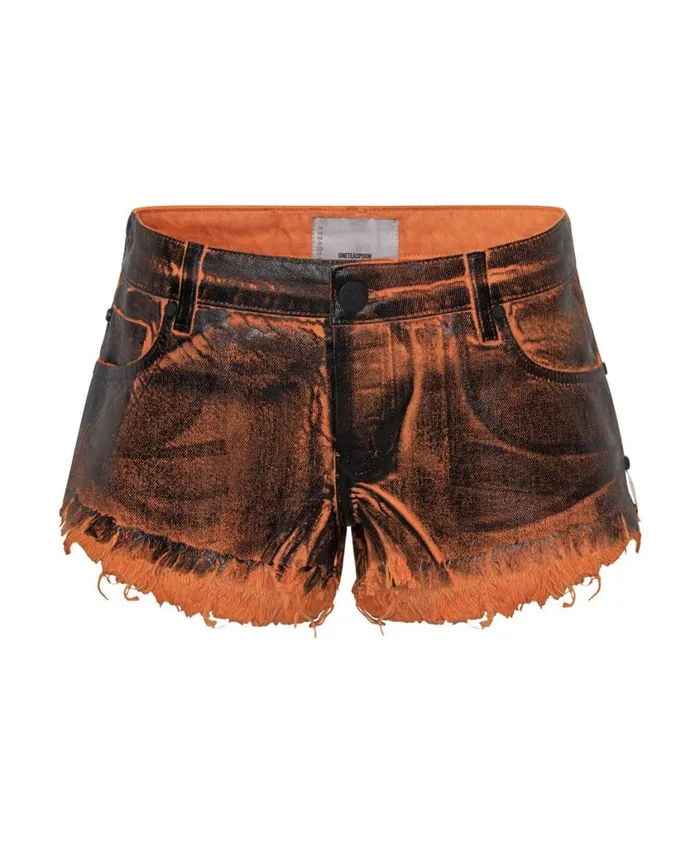 One Teaspoon Denim Shorts Women Lacquered Bonitas Low Waist Denim Short