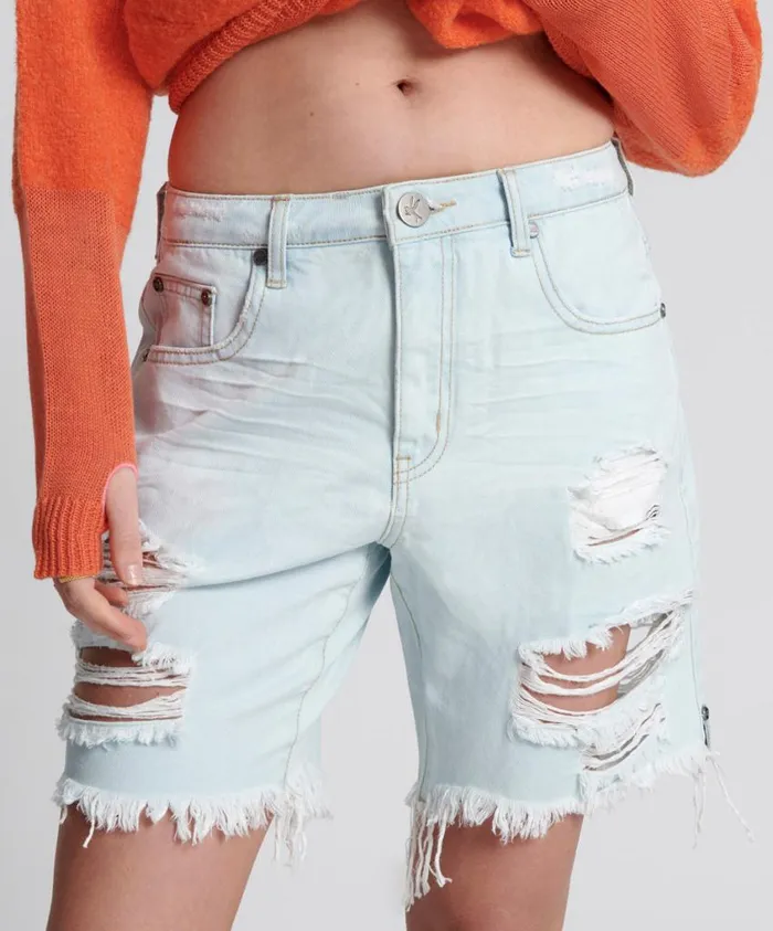 One Teaspoon Denim Shorts Women Le Surf Jackson Mid Waist Wide Leg Shorts