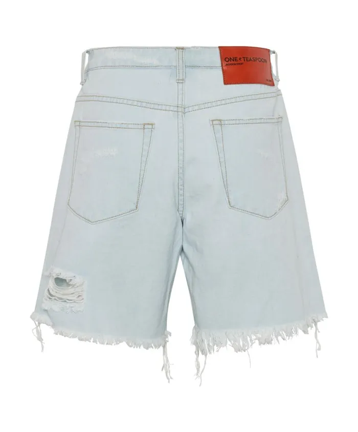 One Teaspoon Denim Shorts Women Le Surf Jackson Mid Waist Wide Leg Shorts