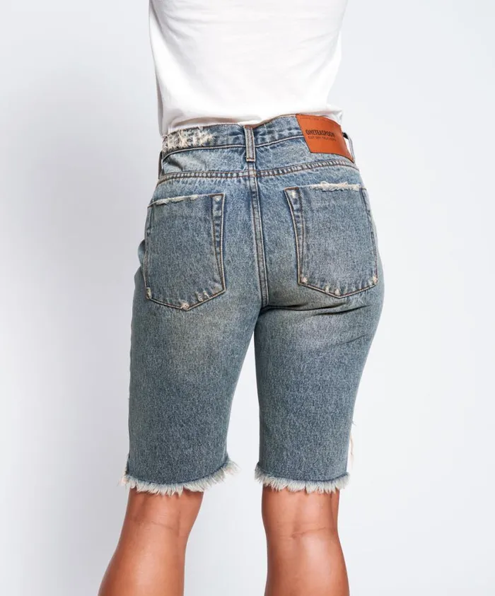 One Teaspoon Denim Shorts Women Memphis Truckers Mid Waist Denim Short