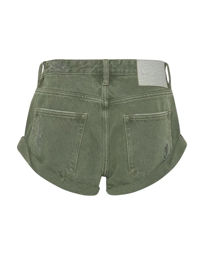 One Teaspoon Denim Shorts Women Military Khaki Bandit Low Waist Short