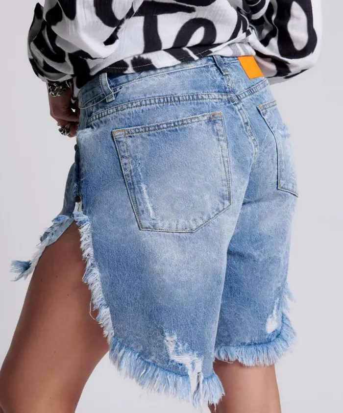 One Teaspoon Denim Shorts Women Misty Cymatic Frankies Long Length Denim Short