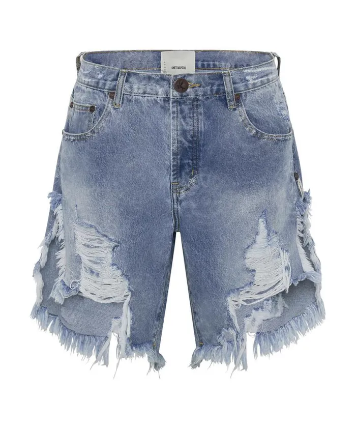 One Teaspoon Denim Shorts Women Misty Cymatic Frankies Long Length Denim Short