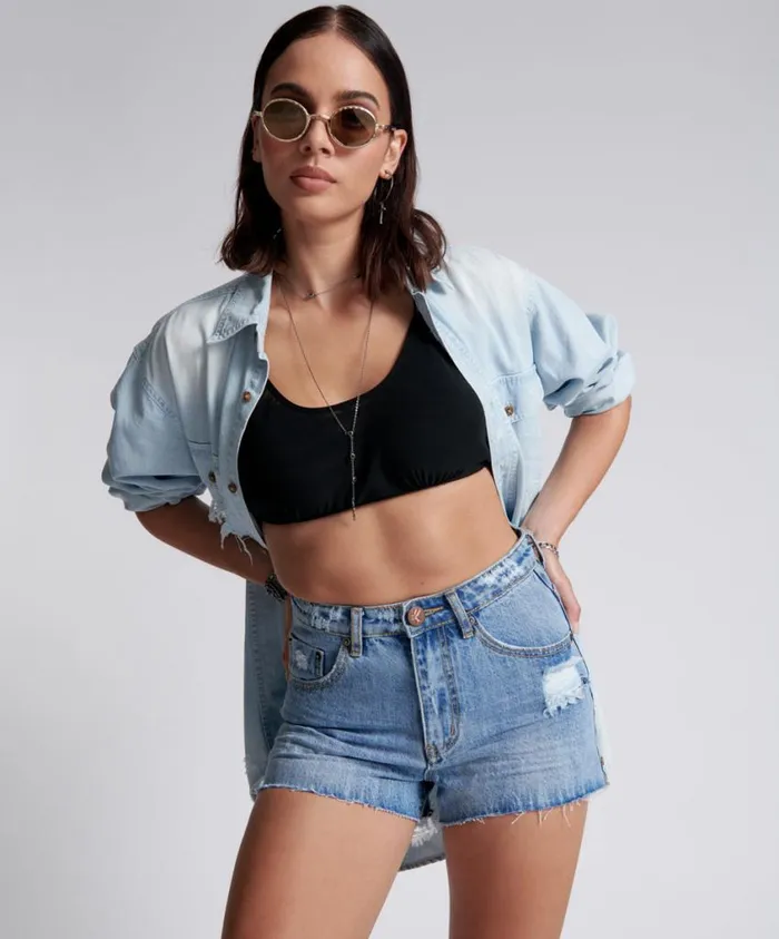 One Teaspoon Denim Shorts Women Ocean Bonitas High Waist Denim Short
