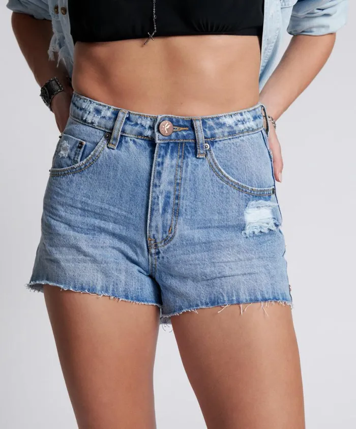 One Teaspoon Denim Shorts Women Ocean Bonitas High Waist Denim Short